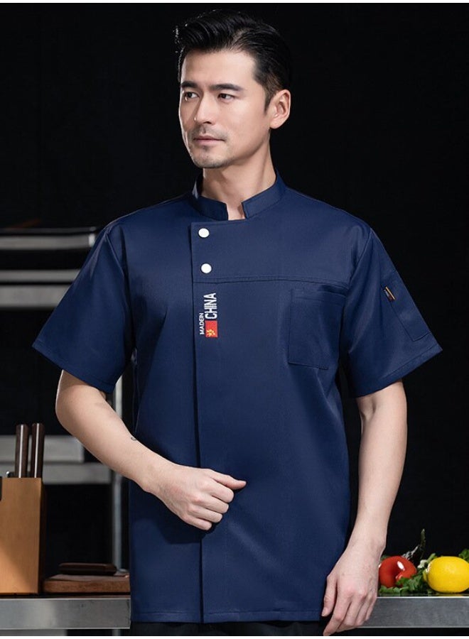 NIBEMINENT Chef Overalls Short-Sleeved Men's Spring/Summer Women's Baking Restaurant Ding Room  Kitchen and Canteen Dining Clothing  - Image 1