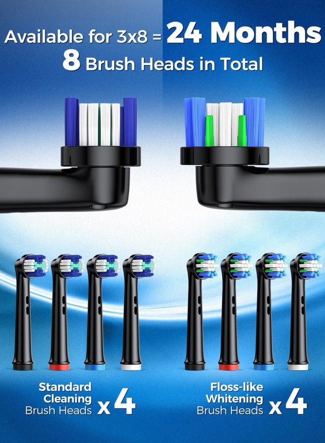 TEETHEORY Rotating Electric Toothbrush for Adults with 8 Brush Heads (2 Types), 4 Modes Deep Clean Electric Toothbrush with Rechargeable Power and 2 Min Smart Timer (1- Black, p1) - Image 4