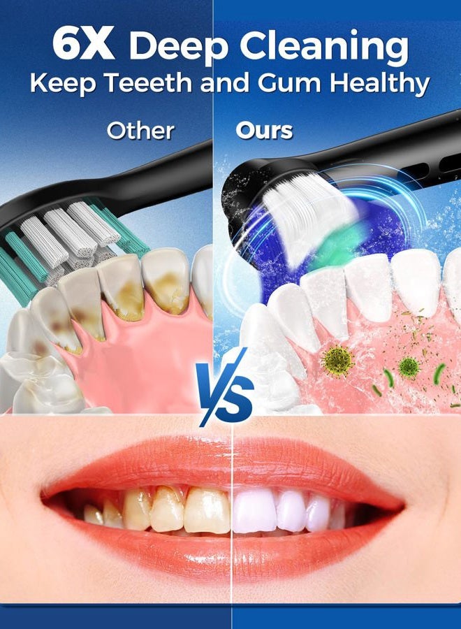 TEETHEORY Rotating Electric Toothbrush for Adults with 8 Brush Heads (2 Types), 4 Modes Deep Clean Electric Toothbrush with Rechargeable Power and 2 Min Smart Timer (1- Black, p1) - Image 5