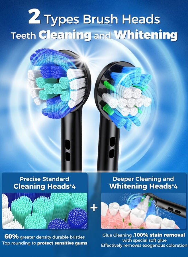 TEETHEORY Rotating Electric Toothbrush for Adults with 8 Brush Heads (2 Types), 4 Modes Deep Clean Electric Toothbrush with Rechargeable Power and 2 Min Smart Timer (1- Black, p1) - Image 3