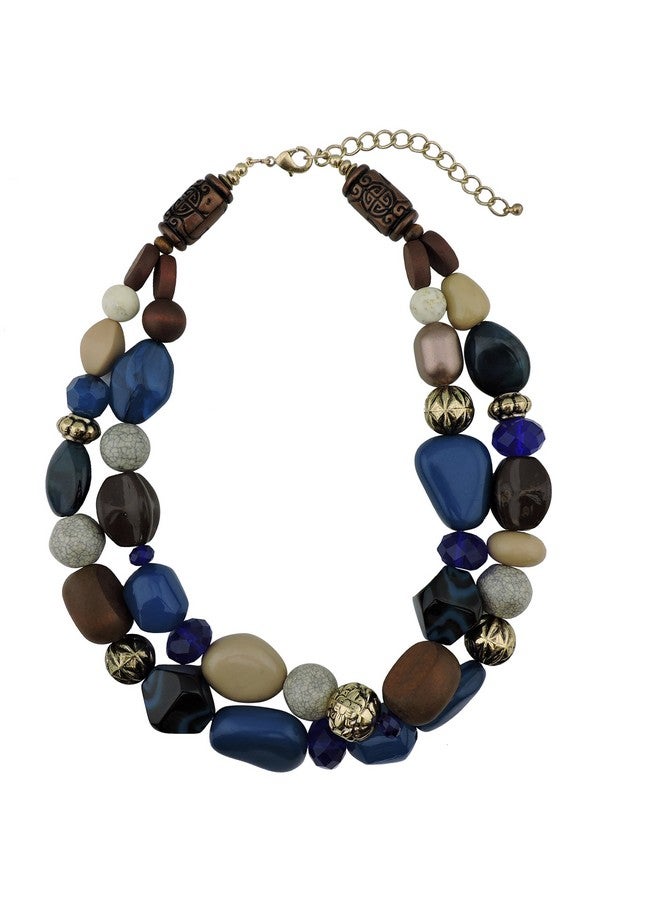 Bocar 2 Layer Statement Chunky Beaded Fashion Necklace For Women Gifts (Nk10384Strong Blue) - Image 1