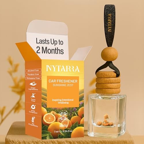 Nytarra Luxury Car Fragrance Diffuser Sunshine Zest, No Alcohol, No Toxins, Only Long Lasting Car Scent, Best Car Air Freshener, Premium Car Perfume Hanging Pod - Image 1