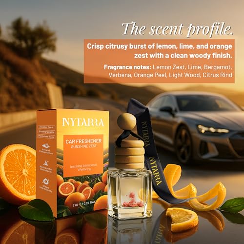 Nytarra Luxury Car Fragrance Diffuser Sunshine Zest, No Alcohol, No Toxins, Only Long Lasting Car Scent, Best Car Air Freshener, Premium Car Perfume Hanging Pod - Image 5