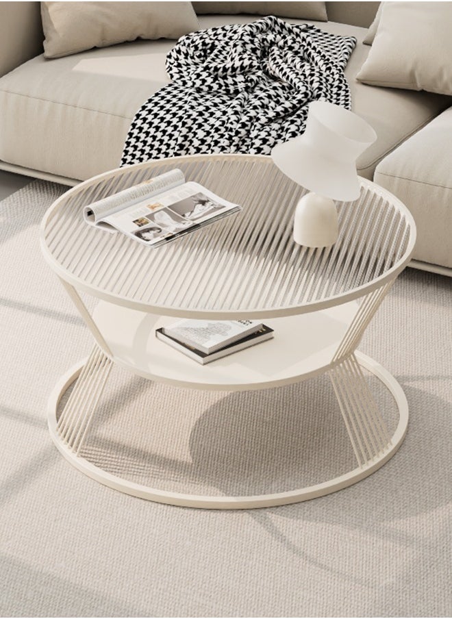 Generic - Glass Coffee Table,Round End Table for Living Room, 2-Tier Glass Top Side Table, Simple and Modern Center Table - Image 1