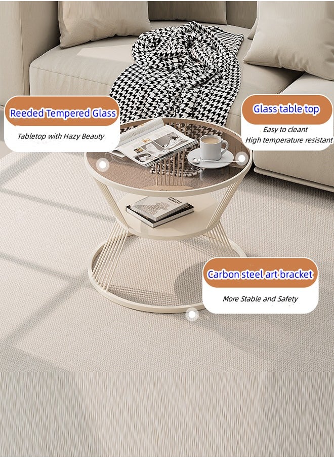 Generic - Glass Coffee Table,Round End Table for Living Room, 2-Tier Glass Top Side Table, Simple and Modern Center Table - Image 1