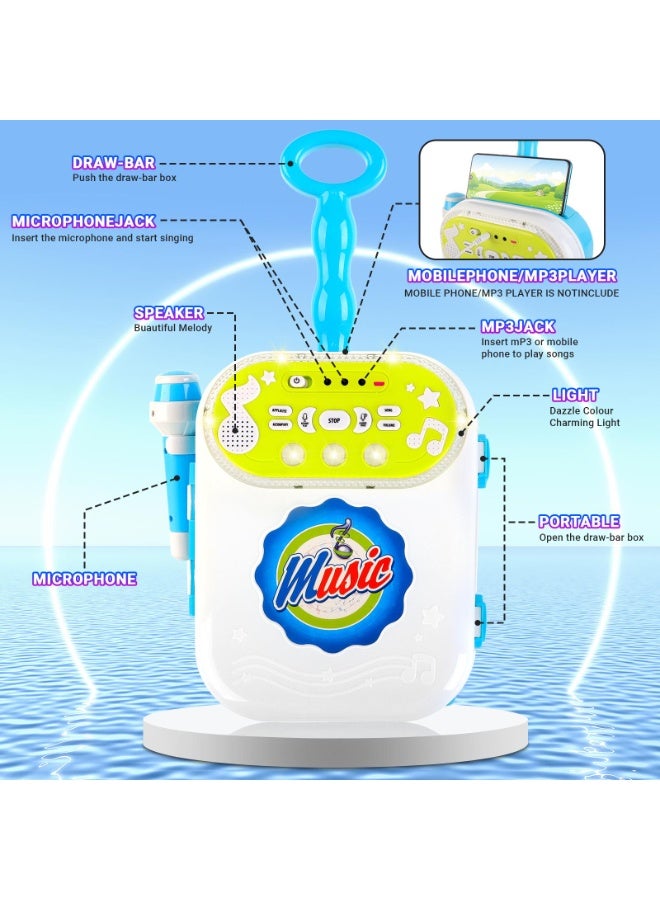 Kids Karaoke Singing Machine Microphone Singer Suitcase Toy Play Set Music LED - Image 3