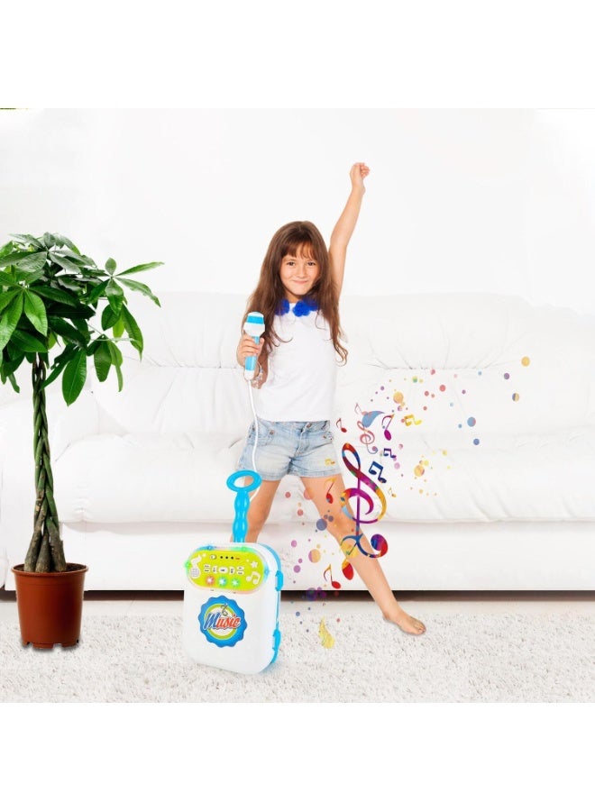 Kids Karaoke Singing Machine Microphone Singer Suitcase Toy Play Set Music LED - Image 4