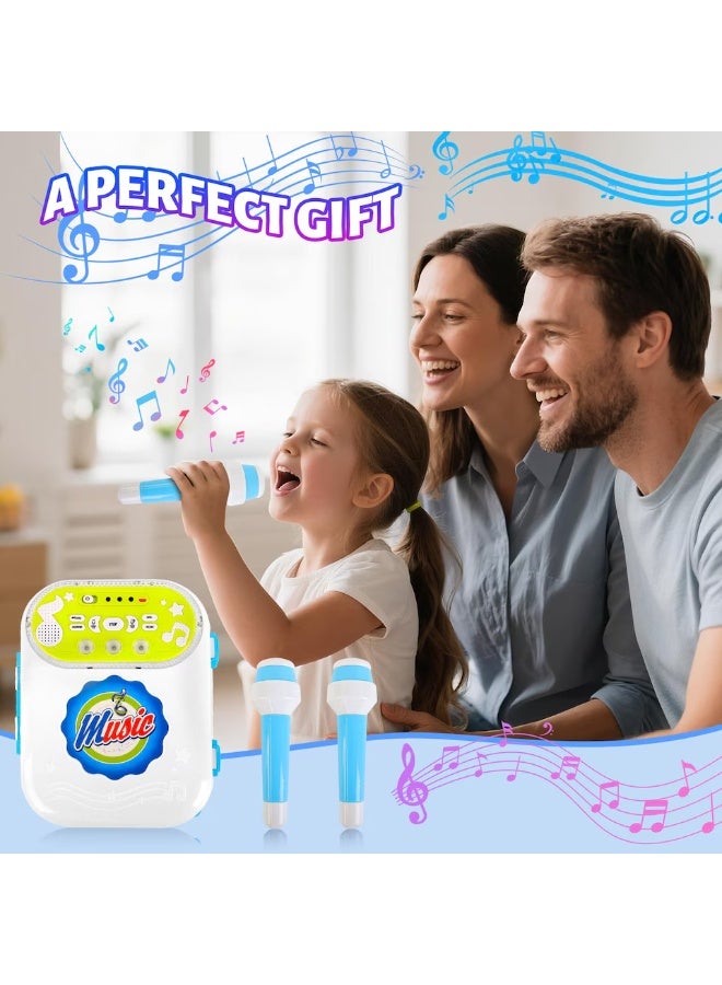 Kids Karaoke Singing Machine Microphone Singer Suitcase Toy Play Set Music LED - Image 2