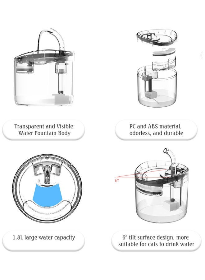 NIBEMINENT Pet Water Dispenser Clear 1.8Liters - Image 3