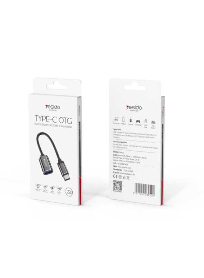 Yesido GS01 Mobile Phone Type-C Female USB Data Transmit Type-C to USB-A OTG Adapter - Image 5