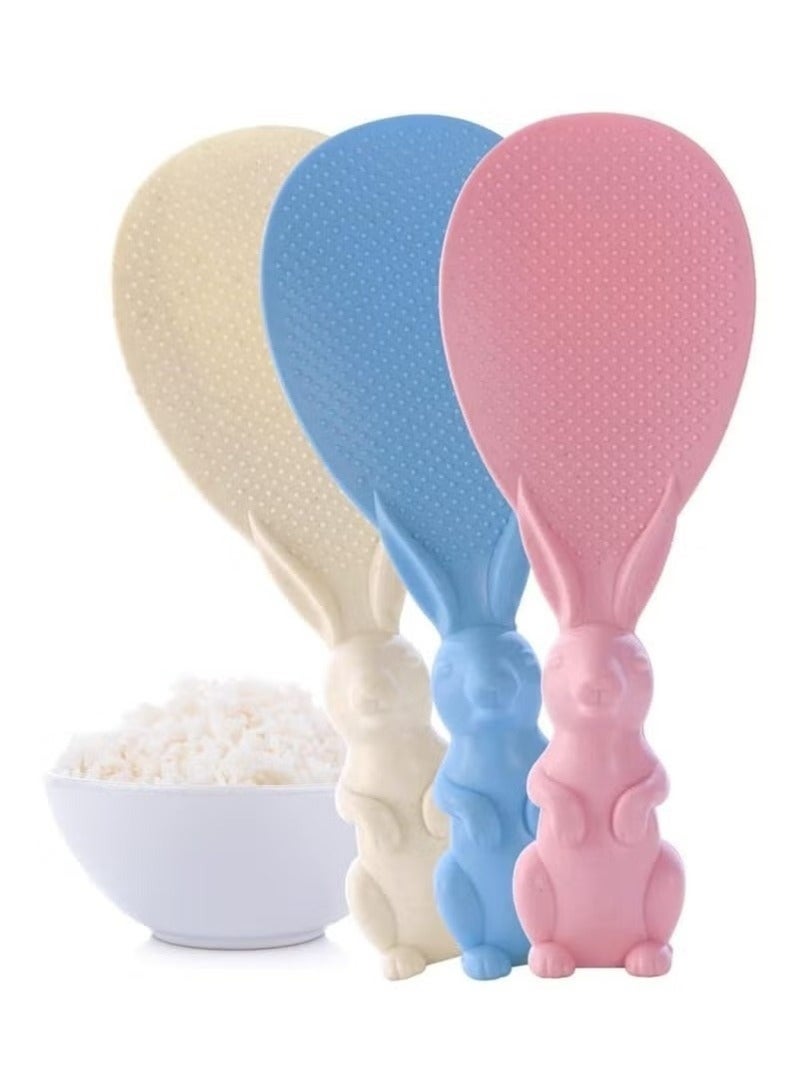 Happy Home 2pcs Creative Standing Rabbit Rice Spoon - Cute and Non-Stick Rice Serving Tool, Practical Kitchen Spoon Stands on Its Own for Easy and Clean Rice Serving, Flexible and Food Safe Design for Daily and Home Use - Image 3