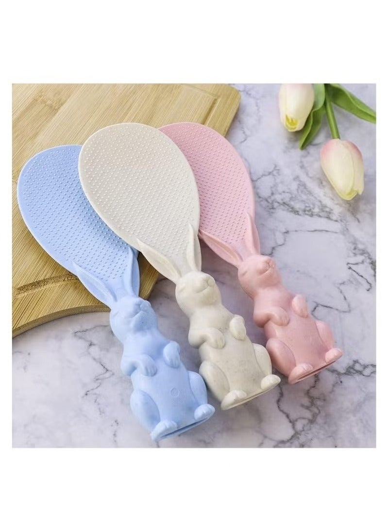 Happy Home 2pcs Creative Standing Rabbit Rice Spoon - Cute and Non-Stick Rice Serving Tool, Practical Kitchen Spoon Stands on Its Own for Easy and Clean Rice Serving, Flexible and Food Safe Design for Daily and Home Use - Image 2