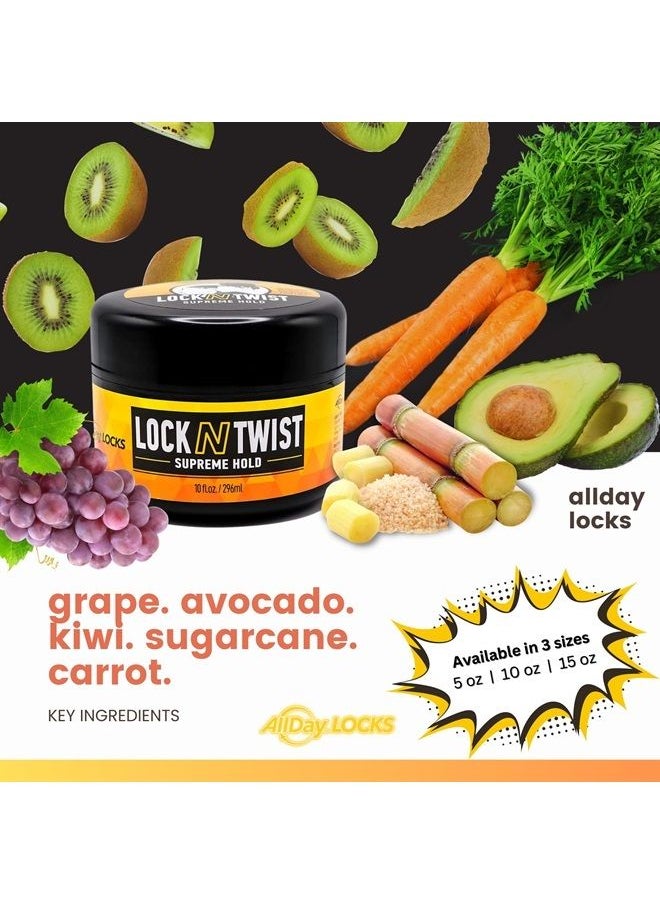 AllDay Locks - Lock N Twist | Locking Gel, Re-Twist Locks, Supreme Hold | Smooths & Tames Frizz, Flake Free, Soft Finish | 10 oz - Image 1