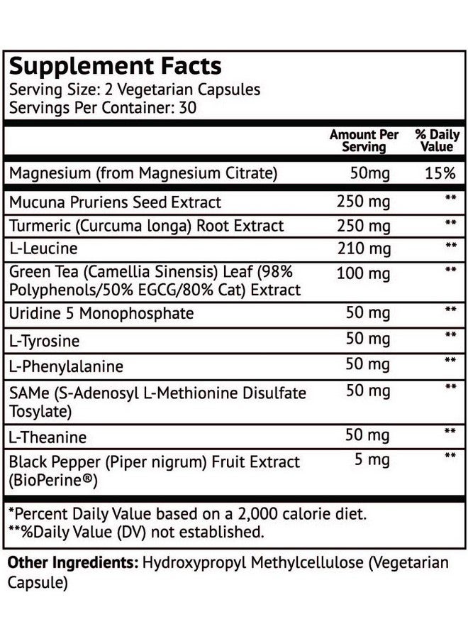 VitaMonk Dopify Dopamine Supplement Dopamine Booster With Uridine Monophosphate Mucuna Pruriens Ltheanine Tyrosine And More No Artificial Fillers Just Brain Food 60 Capsules - Image 3