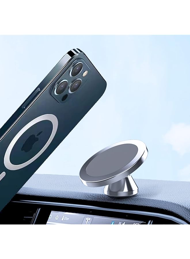 KASTWAVE Magnetic Car Phone Holder With Super Strong Magnet And 360 Degree Rotation, Universal Dashboard Mount For All Smartphones In Silver - Image 1