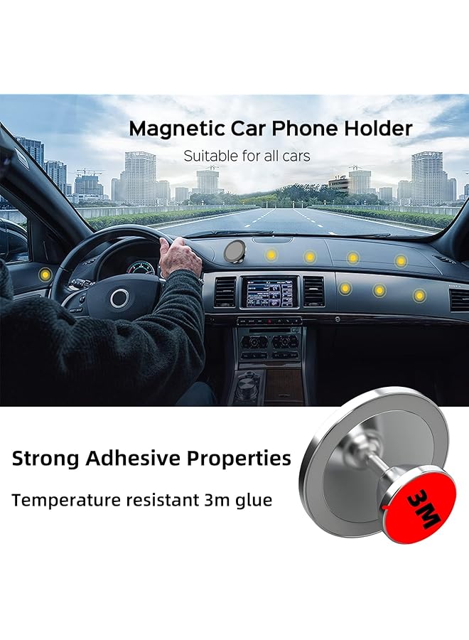 KASTWAVE Magnetic Car Phone Holder With Super Strong Magnet And 360 Degree Rotation, Universal Dashboard Mount For All Smartphones In Silver - Image 5
