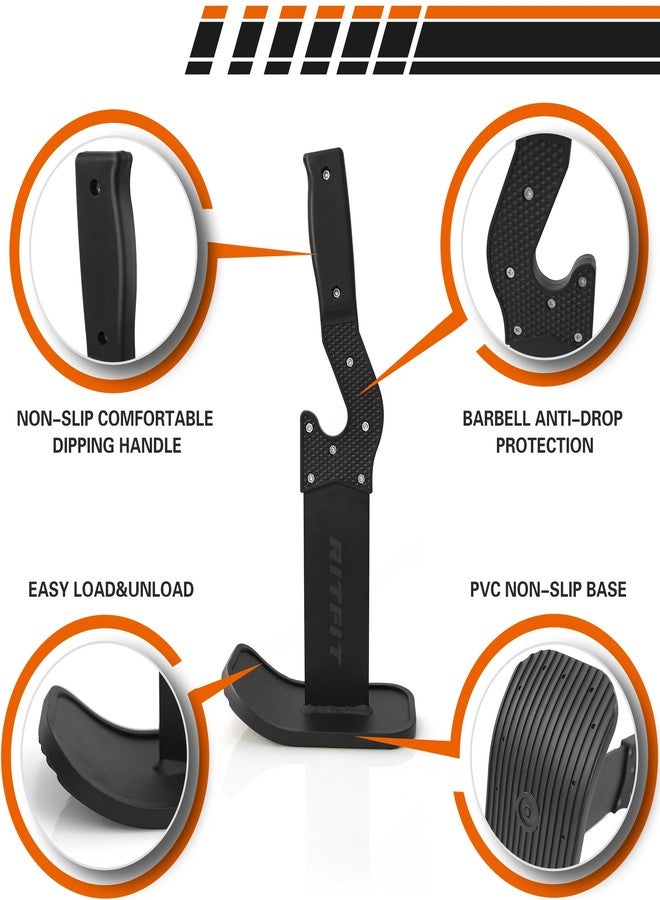 رتفيت حامل رفع الأثقال RitFit Barbell Jack Deadlift Stand Bar بمقبض وقاعدة مانعة للانزلاق، سعة 660 رطلاً، مصنوع من المعدن، تشطيب قياسي - Image 3