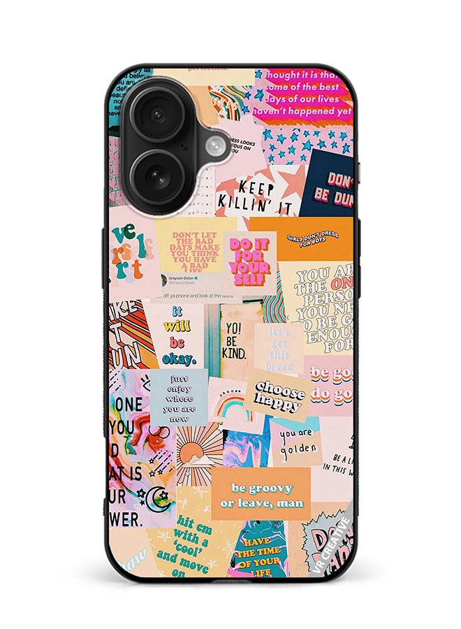 VR CREATIVE Protective Case Cover For Apple iPhone 16 Plus Multiple Quotes Design Multicolour