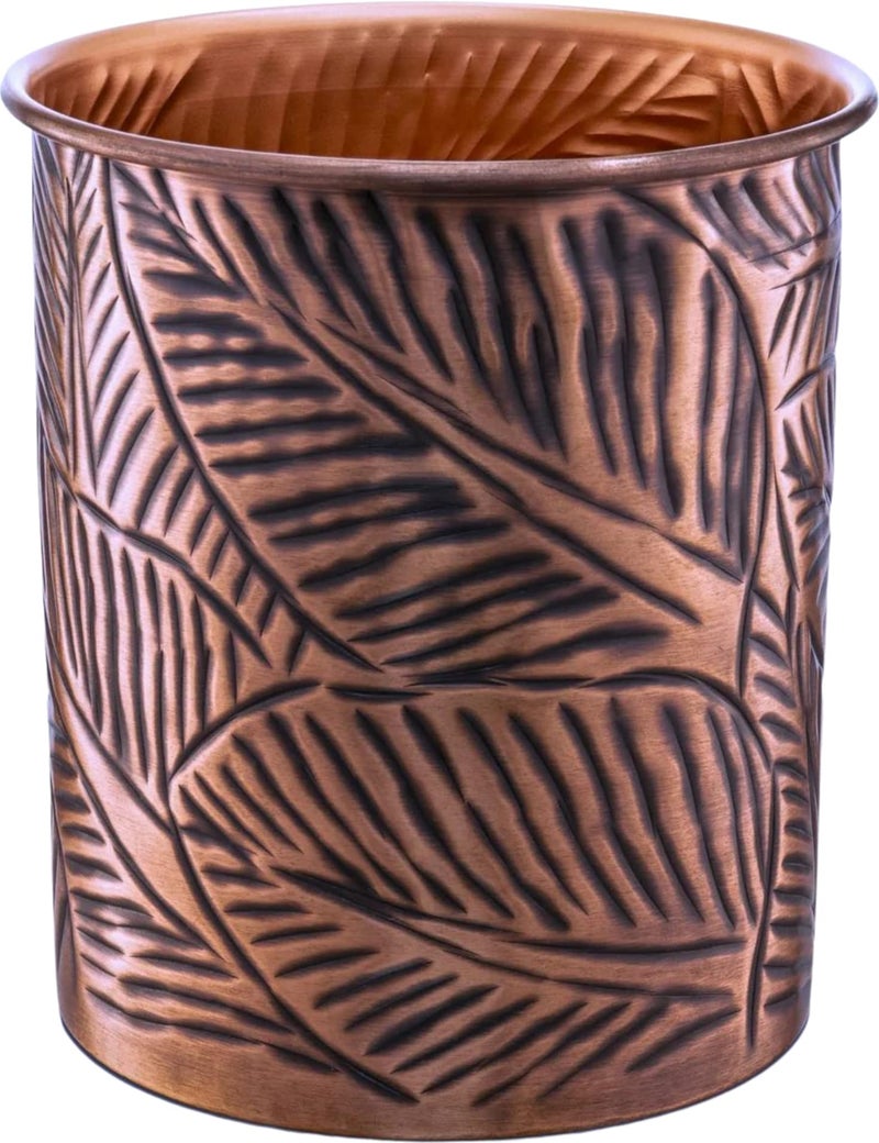 Monarch Abode Handcrafted Floral Embossed Kitchen Utensil Holder for Kitchen Counter and Large or Small Spoon Holder Decorative Cooking Utensil Crock Organizer for Countertop Antique Copper Finish