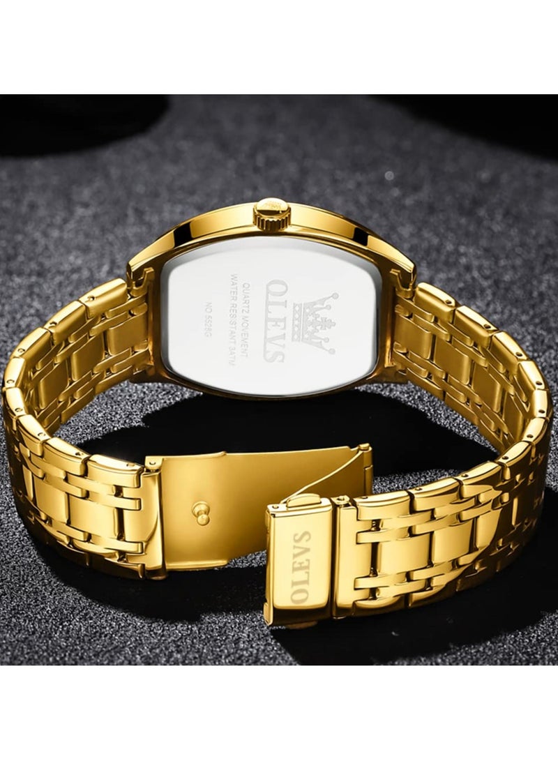 أوليفز ساعات OLEVS للرجال مربعة الشكل فستان عمل ماسي تناظري كوارتز تاريخ ساعة فاخرة للرجال كاجوال من الفولاذ المقاوم للصدأ مقاومة للماء ومضيئة بلونين - Image 4