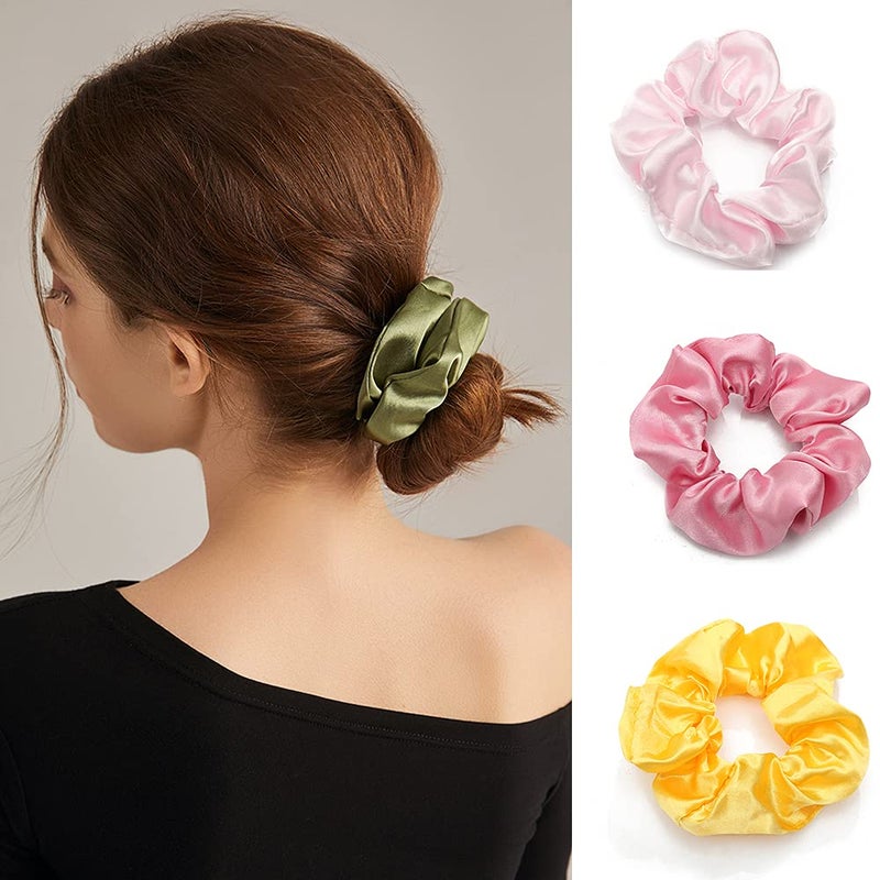Yanwenx 60 Pcs Soft Velvet and Satin Scrunchies for Girls and Women - Silk Elastic Hair Ties and Accessories With Gift Bag - Image 5