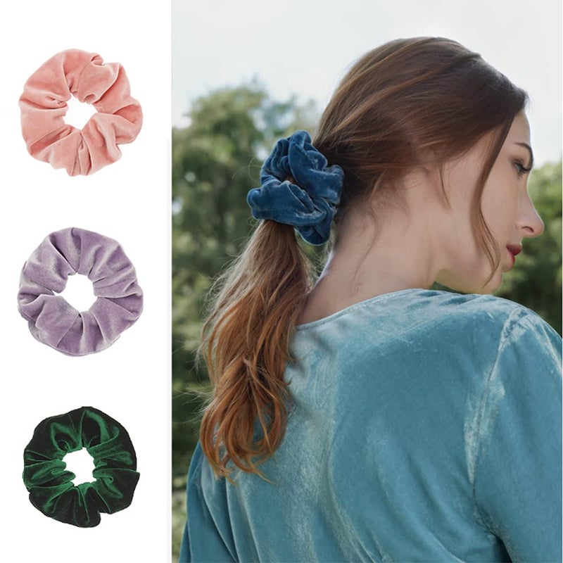 Yanwenx 60 Pcs Soft Velvet and Satin Scrunchies for Girls and Women - Silk Elastic Hair Ties and Accessories With Gift Bag - Image 4