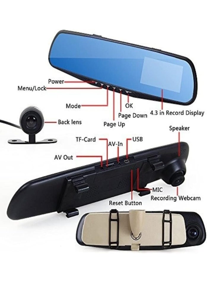 UV Enterprises Vehicle Blackbox DVR Car Mirror Camera 1080P Dual Dash Camera Front & Rear View Camera HD Video Recorder 170° Wide Angle Support Night Vision G-Sensor Loop Recording Camera - Image 3