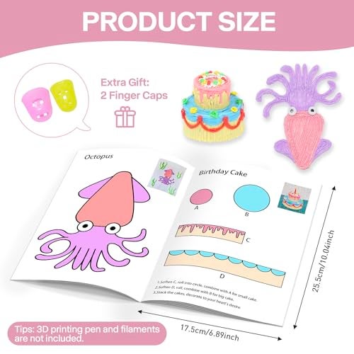 SONGTIY 3D Pen Printing Drawing Book Reusable Colorful Thick Paper Template with A Temperature Resistant Transparent Board 40 Original Patterns Painting Graffiti Copy Book for DIY Gift - Image 3