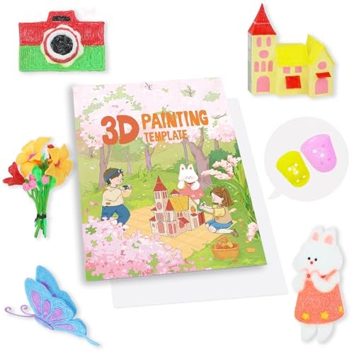 SONGTIY 3D Pen Printing Drawing Book Reusable Colorful Thick Paper Template with A Temperature Resistant Transparent Board 40 Original Patterns Painting Graffiti Copy Book for DIY Gift - Image 1