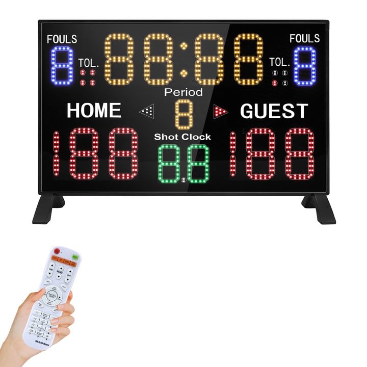 LUCKY TIME Basketball Scoreboard with Shot Clock 121424302560 Seconds Upgraded Thickening Digital Scoreboard with Remote Battery Powered Electronic Scoreboard for Indoor Outdoor