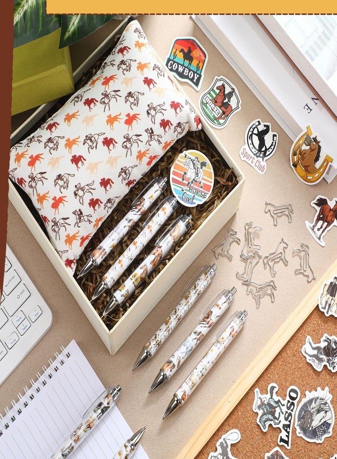 Fullhawl 69 Pcs Horse Gift Set Horse Lover Stationery Pens with Sticky Notes, Pencil Bags and Paperclips Gifts for School Office Supplies Supplies - Image 4