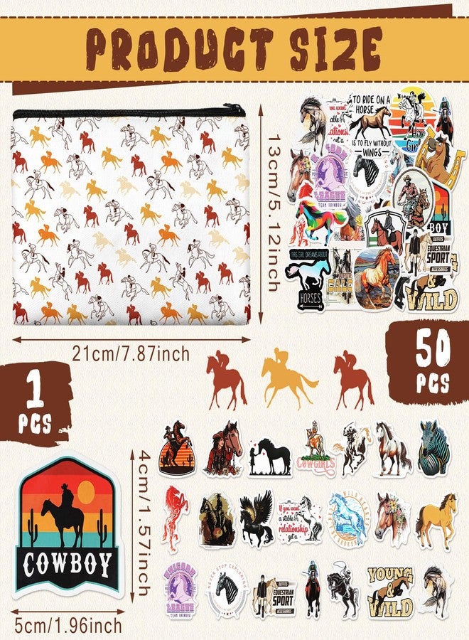 Fullhawl 69 Pcs Horse Gift Set Horse Lover Stationery Pens with Sticky Notes, Pencil Bags and Paperclips Gifts for School Office Supplies Supplies - Image 2