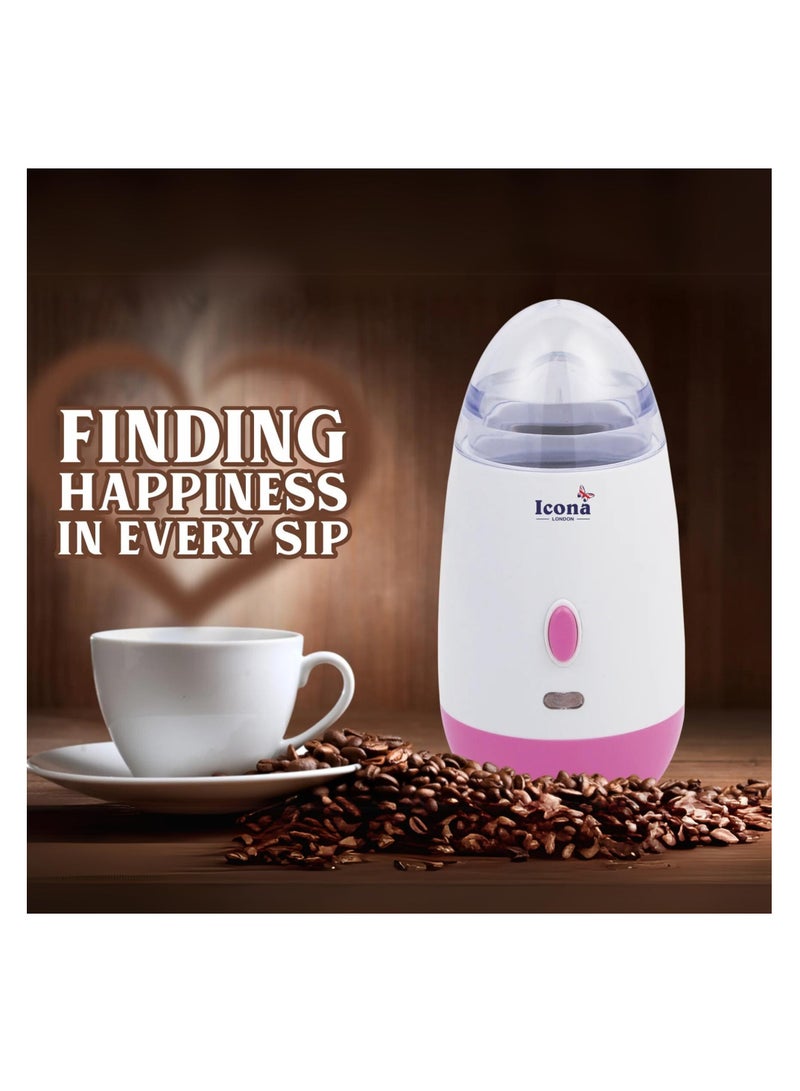 Icona Electric Coffee Bean Grinder with Stainless Steel Blades, 50g Capacity for Fresh Coffee Grounds – Compact Grinder for Espresso, French Press - Image 2
