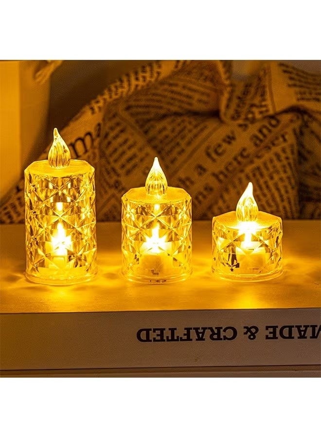 مجموعة من 3 شموع بدون لهب تعمل بالبطارية، شموع صغيرة مستديرة تعمل بالبطارية مع إضاءة LED لحفلات الزفاف، وطاولة الطعام، وعروض الزواج، وديكور المنزل - Image 5