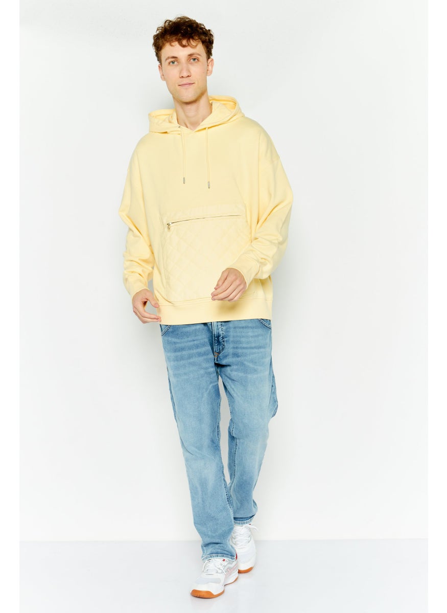 ESPRIT - Men Hooded Textured Long Sleeve Sweatshirt, Yellow - Image 1