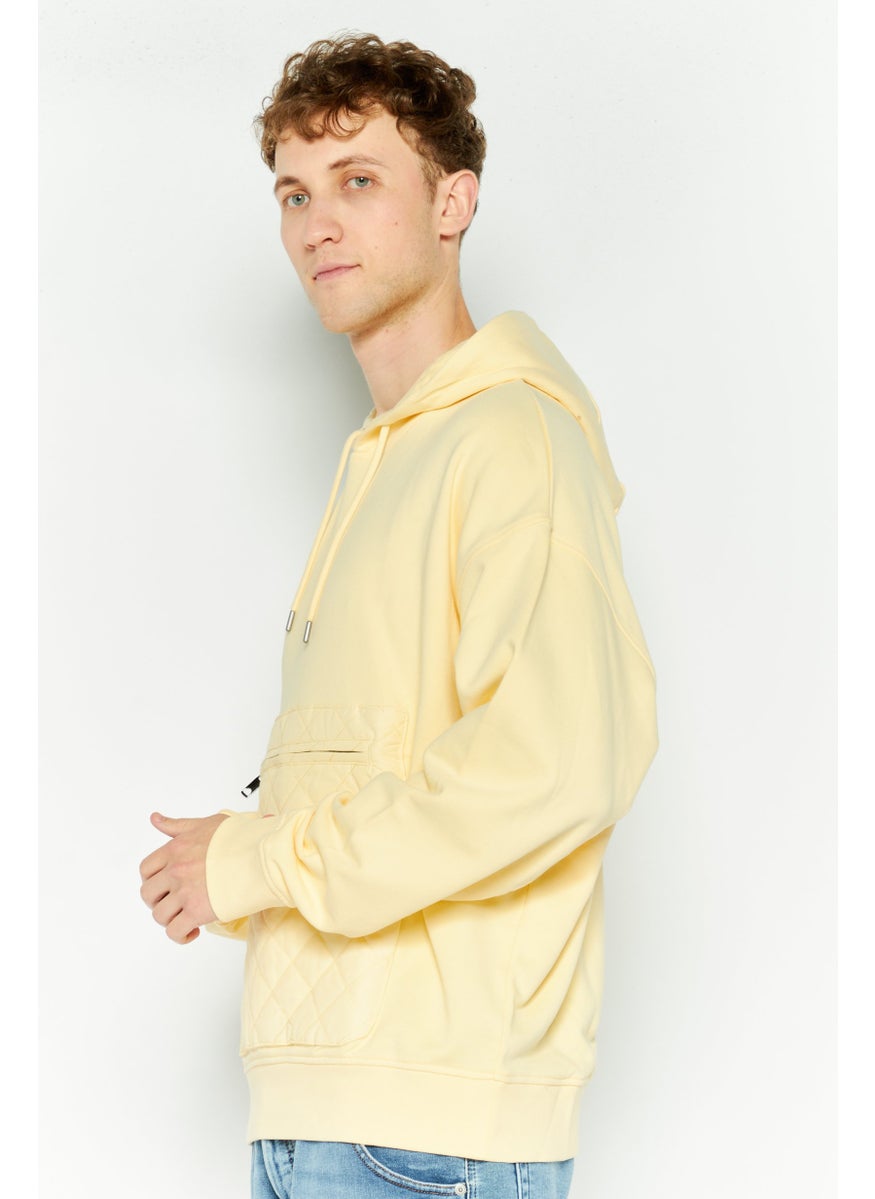 ESPRIT - Men Hooded Textured Long Sleeve Sweatshirt, Yellow - Image 1