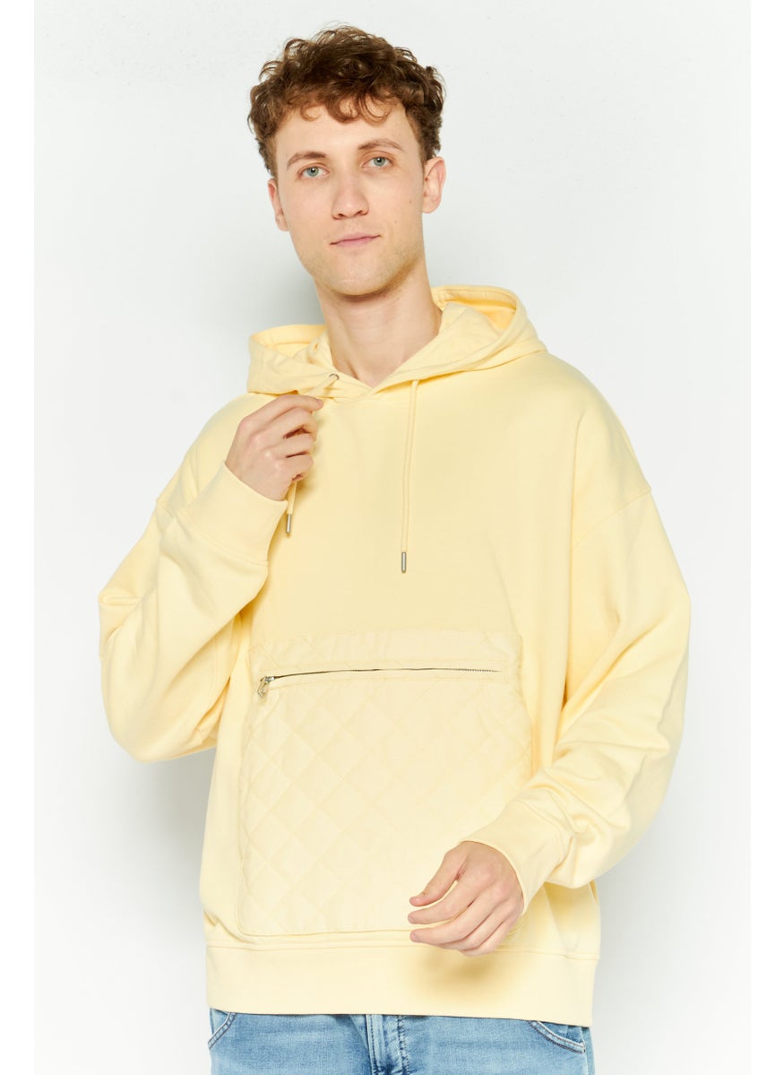 ESPRIT - Men Hooded Textured Long Sleeve Sweatshirt, Yellow - Image 1