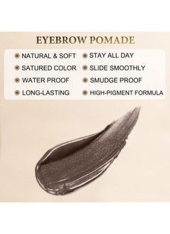 LAVONE Eyebrow Pencil Makeup Kit For Eyebrow Makeup, Make Up Brow Kit With Waterproof Eyebrow Pencil, Eyebrow Pomade, Foundation & Concealer Brush And Dual-Ended Eyebrow Brush - Dark Brown  - Image 3
