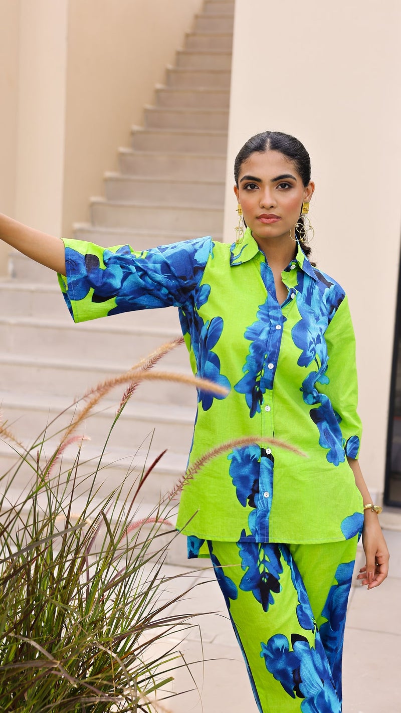 FLAVIA CREATION طقم متناسق للنساء باللون الأخضر المزهر - Image 5