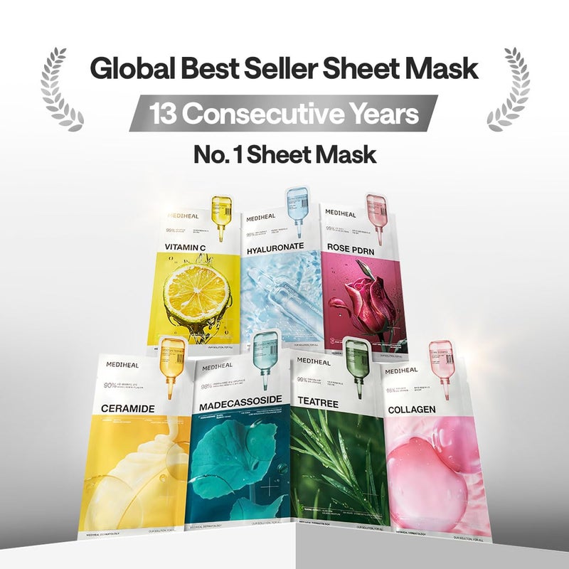Mediheal Essential Face Mask [Teatree] Calming Moisutre 10 pcs. with 99% Purity Teatree for Intensive Soothing, Deep Hydration - suitable for acne-prone skin - Vegan Formula Korean Sheet Mask - Image 3