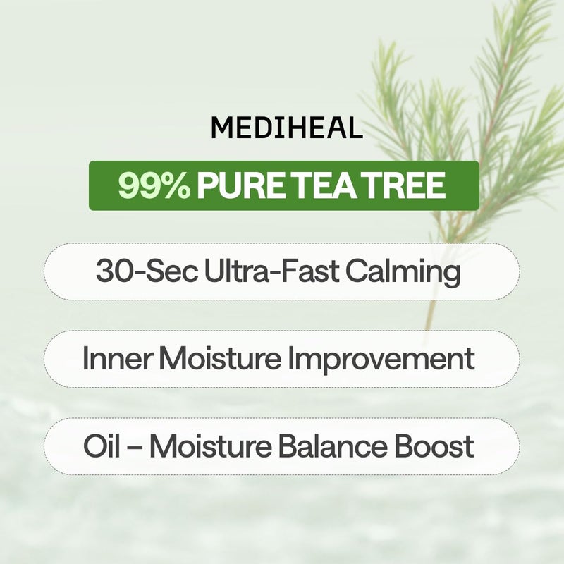 Mediheal Essential Face Mask [Teatree] Calming Moisutre 10 pcs. with 99% Purity Teatree for Intensive Soothing, Deep Hydration - suitable for acne-prone skin - Vegan Formula Korean Sheet Mask - Image 4