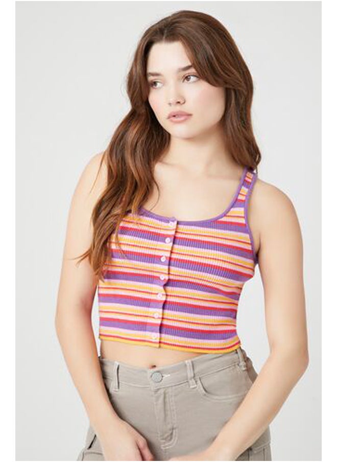 FOREVER 21 - Striped Sweater-Knit Tank Top - Image 1
