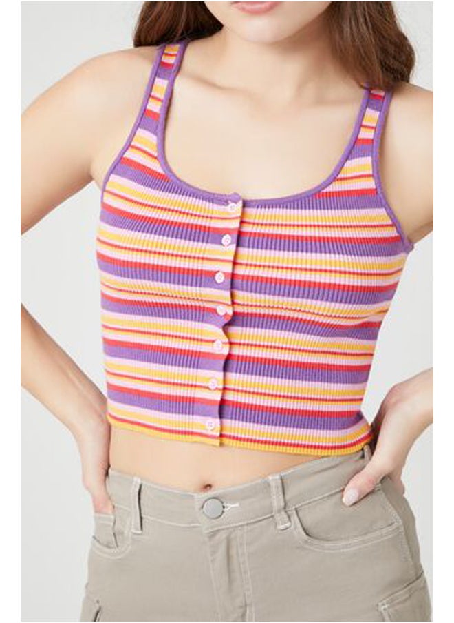 FOREVER 21 - Striped Sweater-Knit Tank Top - Image 1
