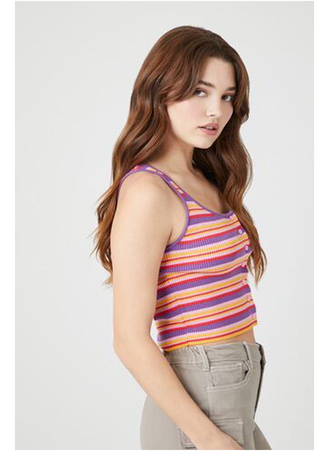 FOREVER 21 - Striped Sweater-Knit Tank Top - Image 1