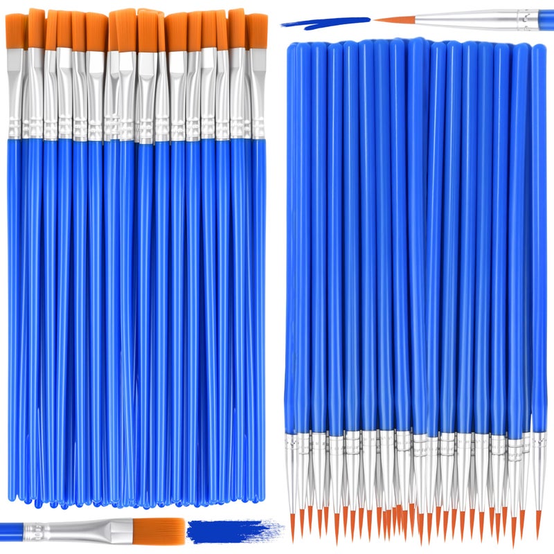 Hoplito 36 Pcs Paint Brushes Bulk Flat and Tip Round Acrylic Paint Brushes Nylon Hair Artist Brush for Classroom Crafts All Purpose Oil Watercolor Face Nail Painting Touch Up - Image 3