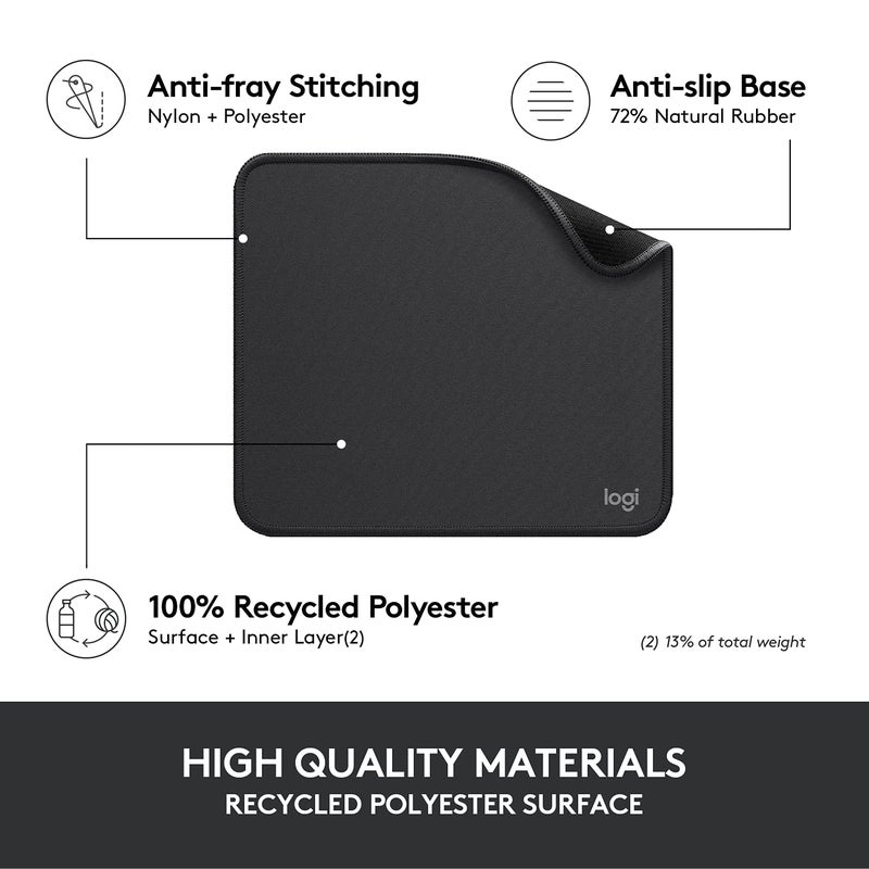 Logitech Mouse Pad - Studio Series  Computer Mouse Mat With Anti-Slip Rubber Base  Easy Gliding  Spill-Resistant Surface  Durable Materials  Portable  In A Fresh Modern Design  Graphite - Image 4
