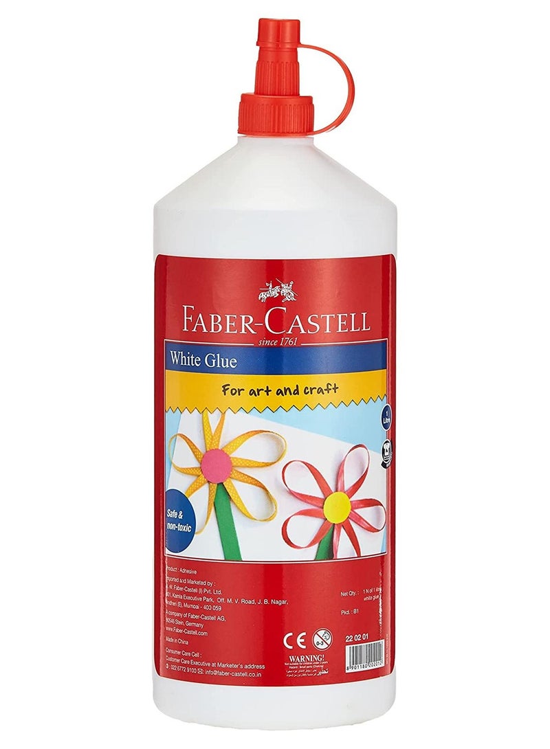 FABER-CASTELL Faber Castell White Washable Glue In A 1000ml Bottle,Art And Craft Glue, 220201 - Image 1