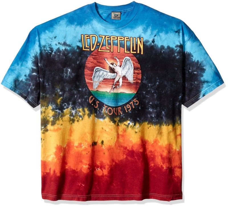 Liquid Blue Mens Big and Tall Led Zeppelin Icarus 1975 Short Sleeve TShirt Tie DyeMulti 5XL