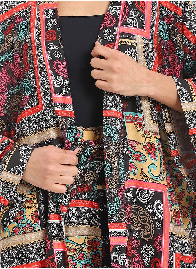 Red Circle Women's Kimono Floral Pants Suit  - Image 4