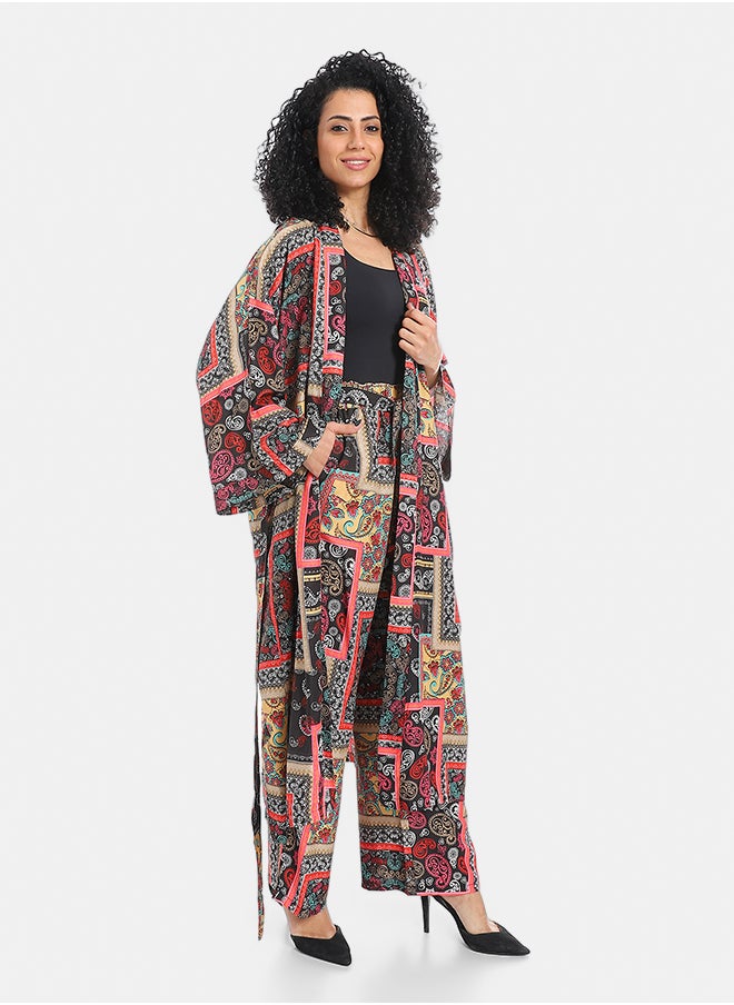 Red Circle Women's Kimono Floral Pants Suit  - Image 2